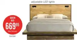 The Brick Silas Platform Bed with Headboard & Frame, LED, Rustic Brown - Queen Size offer