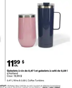 Michaels Gobelets à vin de 0,47 l et gobelets à café de 0,59 l d'Ashland offer