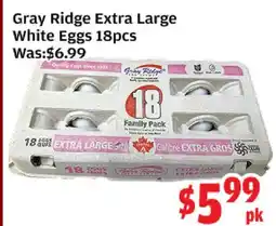 Top Food Supermarket Gray Ridge Extra Large White Eggs 18pcs offer