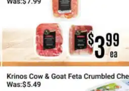 Nations Fresh Foods Krinos Cow & Goat Feta Crumbled Cheese offer