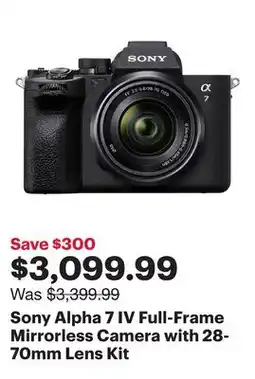 Best Buy Sony Alpha 7 IV Full-Frame Mirrorless Camera with 28-70mm Lens Kit offer