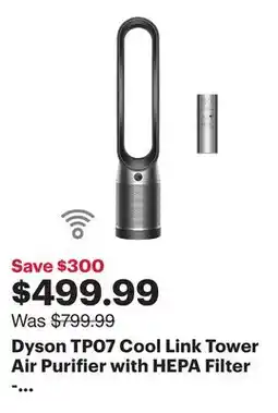 Best Buy Dyson TP07 Cool Link Tower Air Purifier with HEPA Filter - Black/Nickel offer