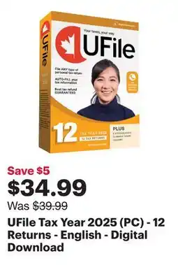 Best Buy UFile Tax Year 2025 (PC) - 12 Returns - English - Digital Download offer