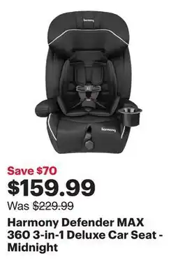 Best Buy Harmony Defender MAX 360 3-in-1 Deluxe Car Seat - Midnight offer