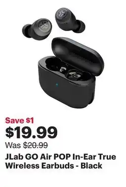 Best Buy JLab GO Air POP In-Ear True Wireless Earbuds - Black offer