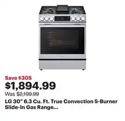 Best Buy LG 30 6.3 Cu. Ft. True Convection 5-Burner Slide-In Gas Range (LSGL6335X) - Stainless Steel offer