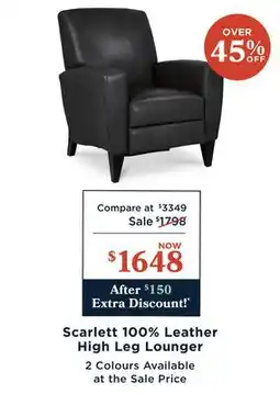 La Z Boy Scarlett 100% Leather High Leg Lounger offer