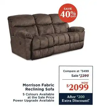 La Z Boy Morrison Fabric Reclining Sofa offer