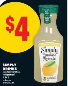 No Frills Simply drinks offer