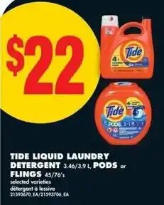 No Frills Tide liquid laundry detergent, pods or flings offer