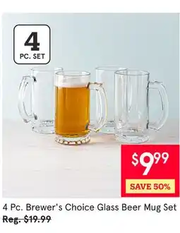 Kitchen Stuff Plus 4 Pc. Brewer's Choice Glass Beer Mug Set offer