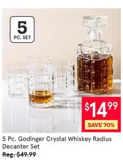 Kitchen Stuff Plus 5 Pc. Godinger Crystal Whiskey Radius Decanter Set offer