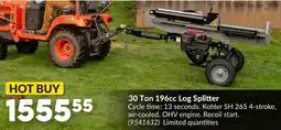 Princess Auto 30 Ton 196cc Log Splitter offer