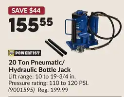 Princess Auto 20 Ton Pneumatic/ Hydraulic Bottle Jack offer