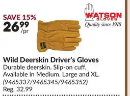 Princess Auto Wild Deerskin Driver's Gloves offer
