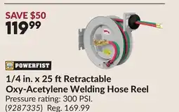 Princess Auto 1/4 in. x 25 ftRetractable Oxy-Acetylene Welding Hose Reel offer