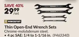 Princess Auto Thin Open-End Wrench Sets offer