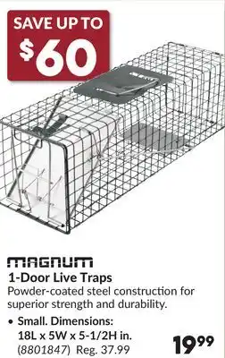 Princess Auto 1-Door Live Traps, Small. Dimensions: 18L x 5W x 5-1/2H in offer