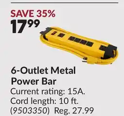 Princess Auto 6-Outlet Metal Power Bar offer