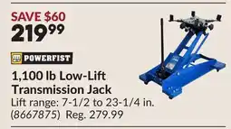 Princess Auto 1,100 lb Low-Lift Transmission Jack offer