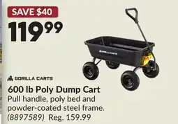 Princess Auto GORILLA CARTS 600 lb Poly Dump Cart offer