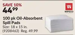 Princess Auto WIPECO 100 pk Oil-Absorbent Spill Pads offer