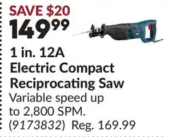 Princess Auto 1 in. 12A Electric Compact Reciprocating Saw offer