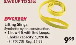 Princess Auto Lifting Slings 1 in. x 4 ft with End Loops. Choker capacity: 1,920 lb offer