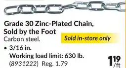 Princess Auto Grade 30 Zinc-Plated Chain, Sold by the Foot offer