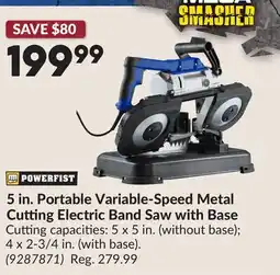 Princess Auto 5 in. Portable Variable-Speed Metal Cutting Electric Band Saw with Base offer