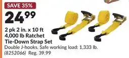 Princess Auto 2 pk 2 in. x 10 4,000 lb Ratchet Tie-Down Strap Set offer