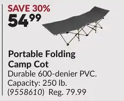 Princess Auto Portable Folding Camp Cot offer