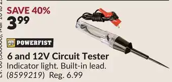Princess Auto 6 and 12V Circuit Tester offer