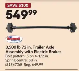 Princess Auto 3,500 lb 72 in. Trailer Axle Assembly with Electric Brakes offer
