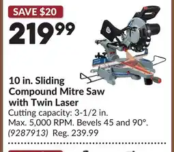 Princess Auto 10 in. Sliding Compound Mitre Saw with Twin Laser offer