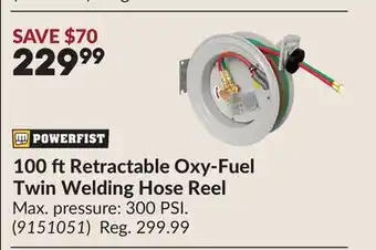 Princess Auto 100 ftRetractable Oxy-Fuel Twin Welding Hose Reel offer