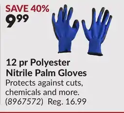 Princess Auto 12 pr Polyester Nitrile Palm Gloves offer