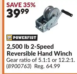 Princess Auto 2,500 lb 2-Speed Reversible Hand Winch offer