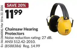 Princess Auto Chainsaw Hearing Protectors offer