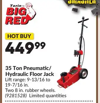 Princess Auto 35 Ton Pneumatic/ Hydraulic Floor Jack offer