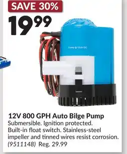 Princess Auto 12V 800 GPH Auto Bilge Pump offer