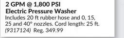 Princess Auto 2 GPM @ 1,800 PSI Electric Pressure Washer offer