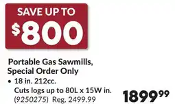 Princess Auto Portable Gas Sawmills, Special Order Only offer