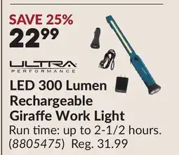 Princess Auto LED 300 Lumen Rechargeable Giraffe Work Light offer