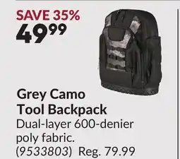Princess Auto Grey Camo Tool Backpack offer