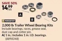 Princess Auto 2,000 lb Trailer Wheel Bearing Kits, 1 in.: Includes 1 in. I.D. bearings offer