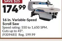Princess Auto KING CANADA 16 in. Variable-Speed Scroll Saw offer
