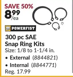Princess Auto POWERFIST 300 pc SAE Snap Ring Kits External offer