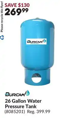 Princess Auto 26 Gallon Water Pressure Tank offer