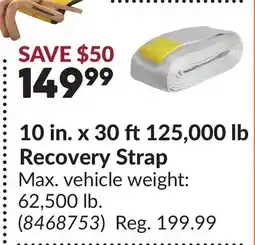 Princess Auto 10 in. x 30 ft 125,000 lb Recovery Strap offer